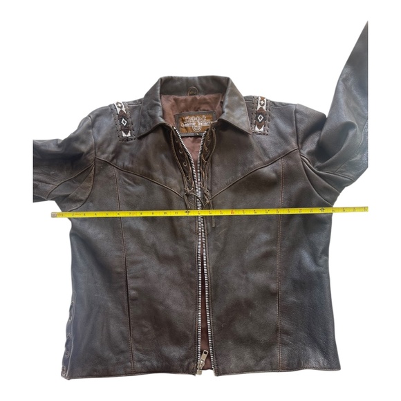 Vtg. Men's Leather Gallery Western Native Boho Lace-up Jacket Brown Beaded Rare - Picture 12 of 15